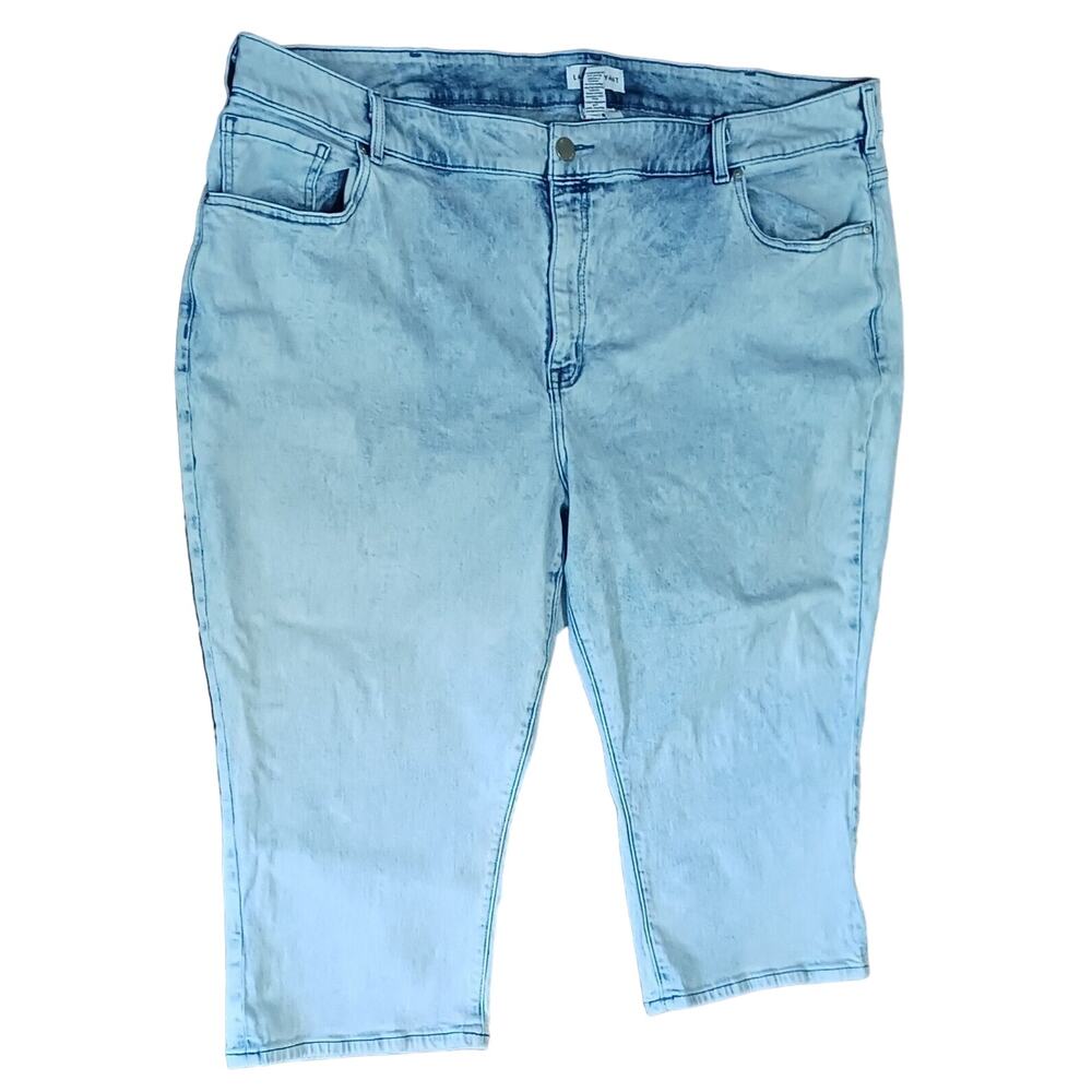 Lane Bryant Capri/Crop Jeans Women's Plus Size 28 Acid Washed Curvy Fit Flex